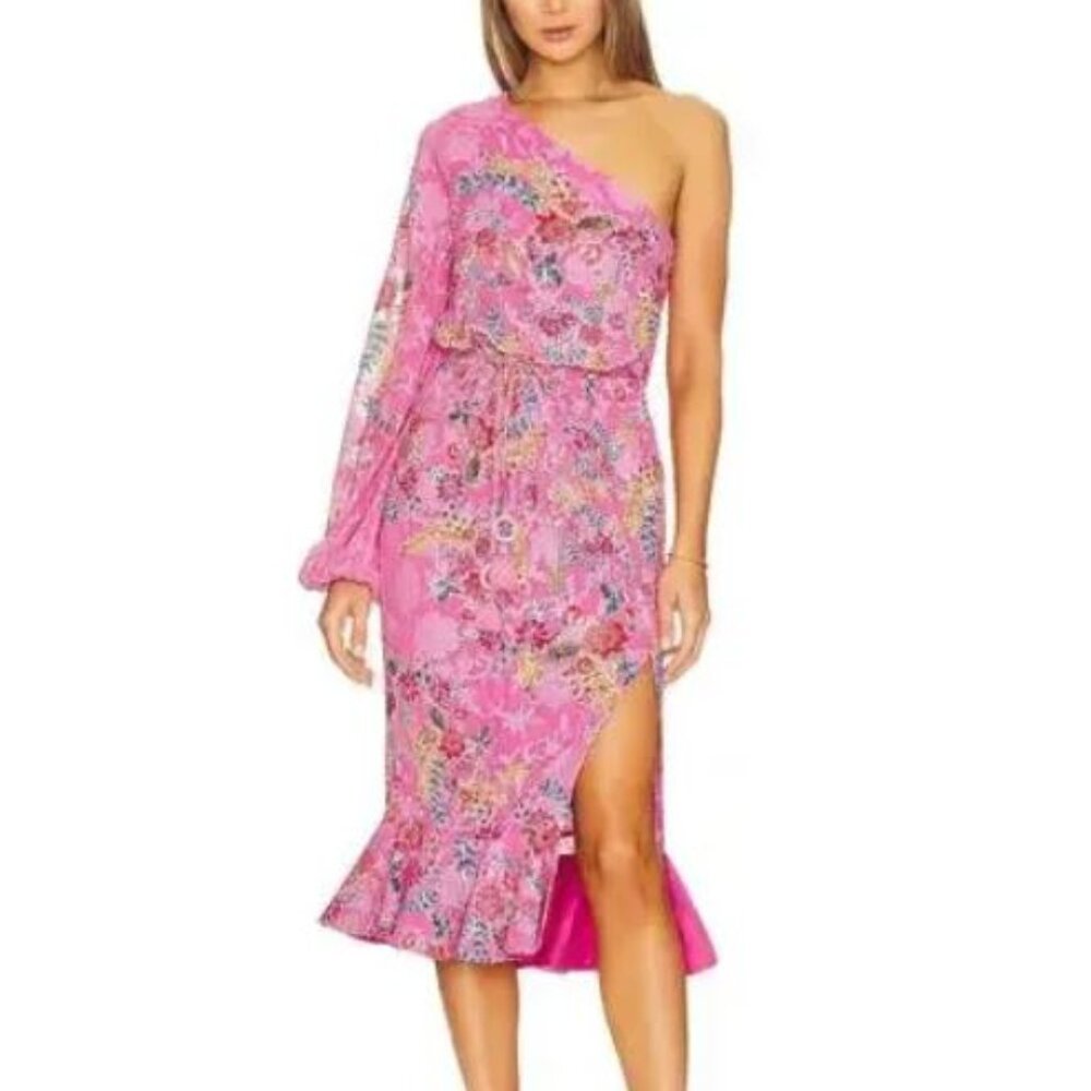 HEMANT & NANDITA Fiora Midi Dress Ruffle Hem